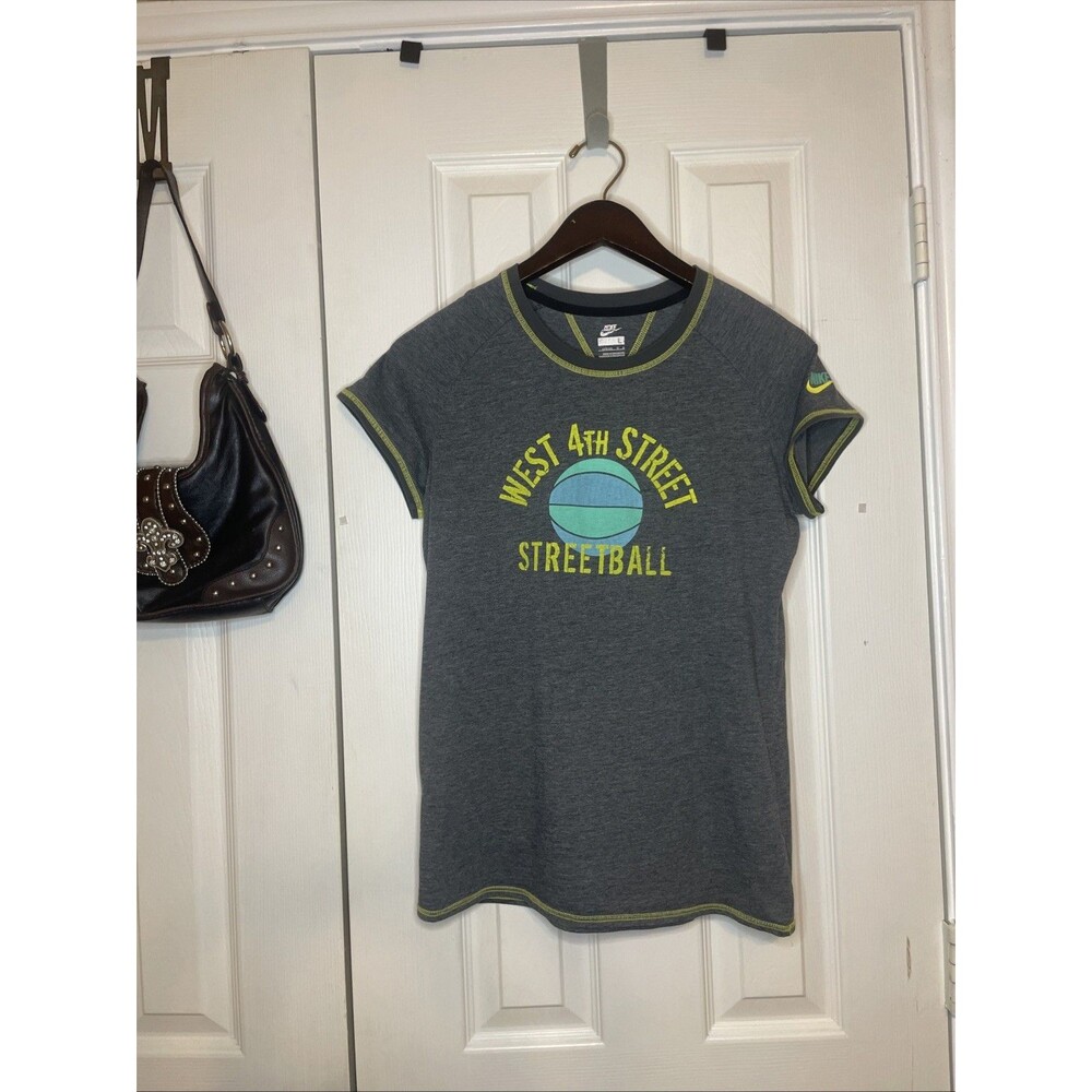 Vintage 2000s L Nike Gray “West 4th Street Streetball” Tee Y2K Athletic T-Shirt - Picture 1 of 10